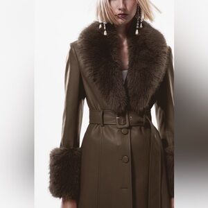 MANGO Leather Effect Coat